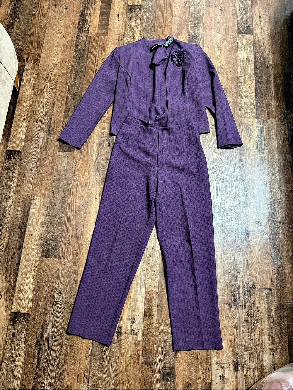 Sag Harbor Purple Striped Jumpsuit Size Medium